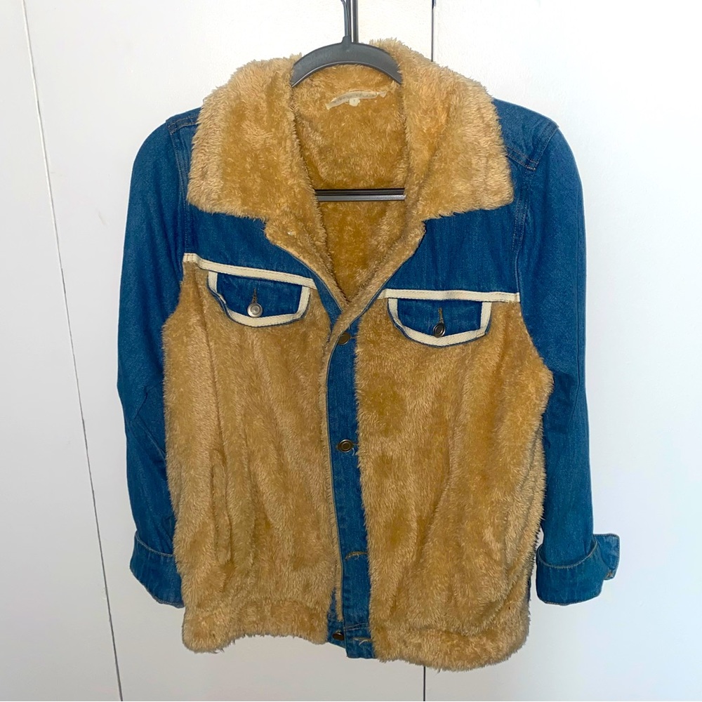 Jean + faux fur jacket